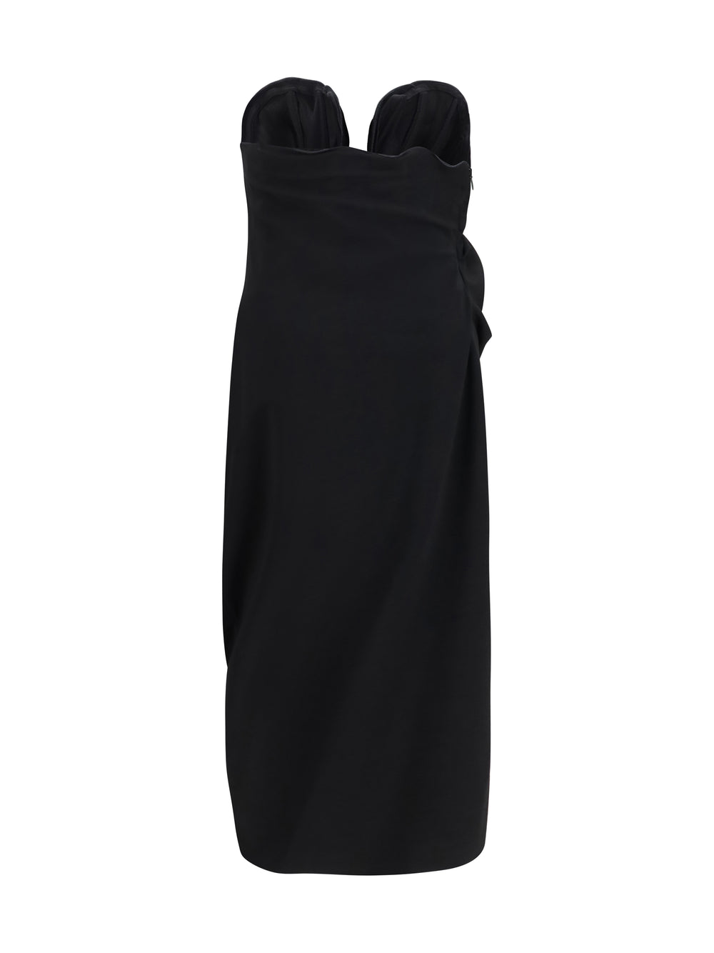 Draped Dress with sculptural floral details 2