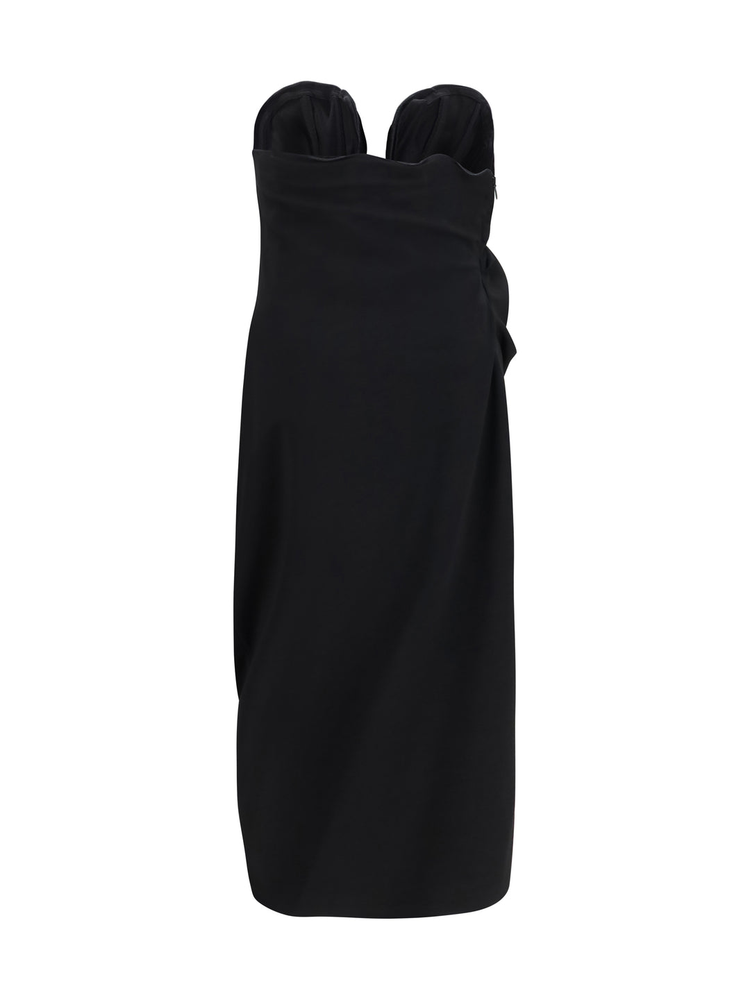 Draped Dress with sculptural floral details 2