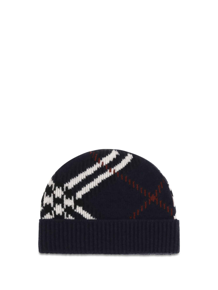 Check cashmere-blend Beanie