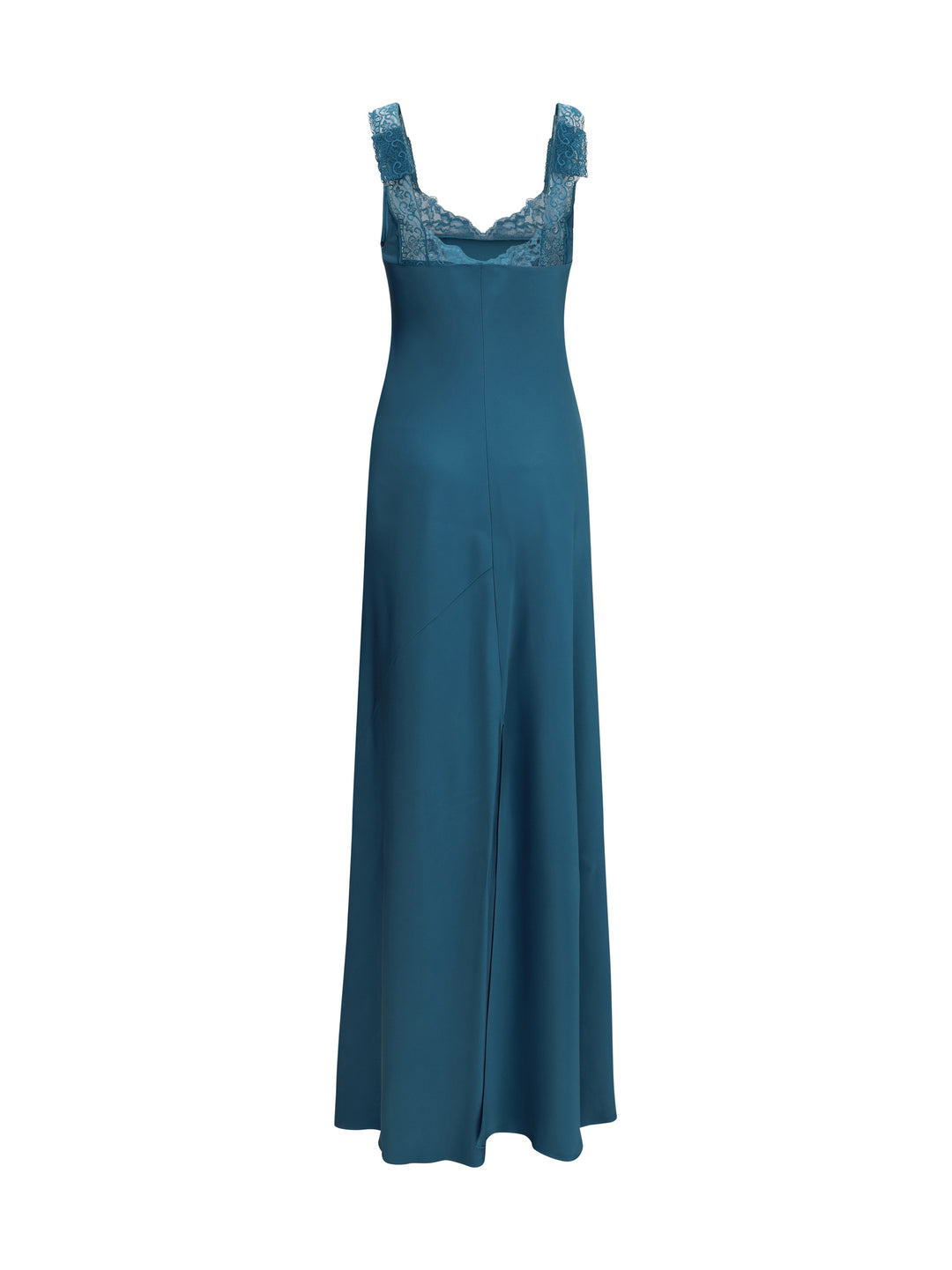 satin maxi Dress with lace trims 2