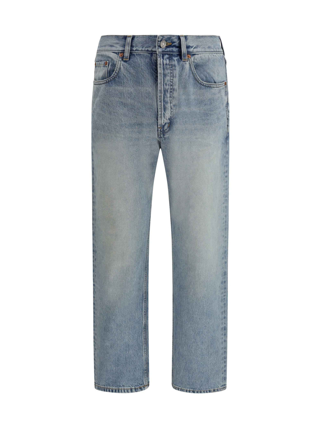 Cotton Denim Jeans with stonewashed finish