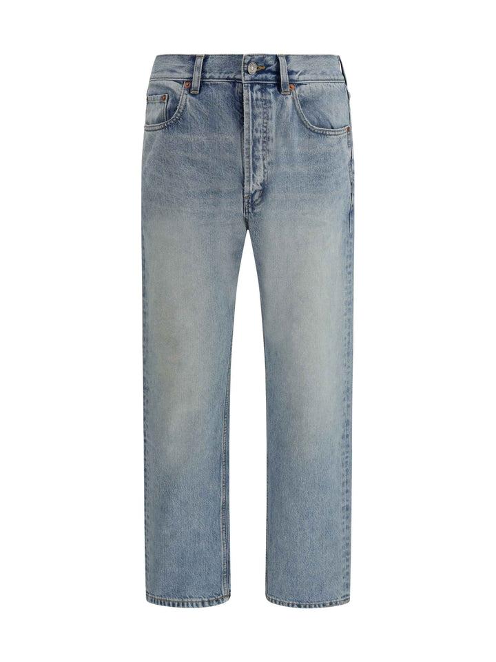 Cotton Denim Jeans with stonewashed finish