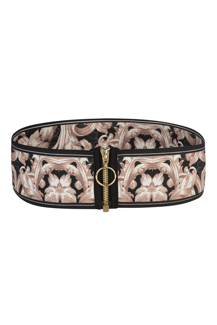 WIDE ELASTIC BELT WITH ZIPPER - BAROQUE PEARL